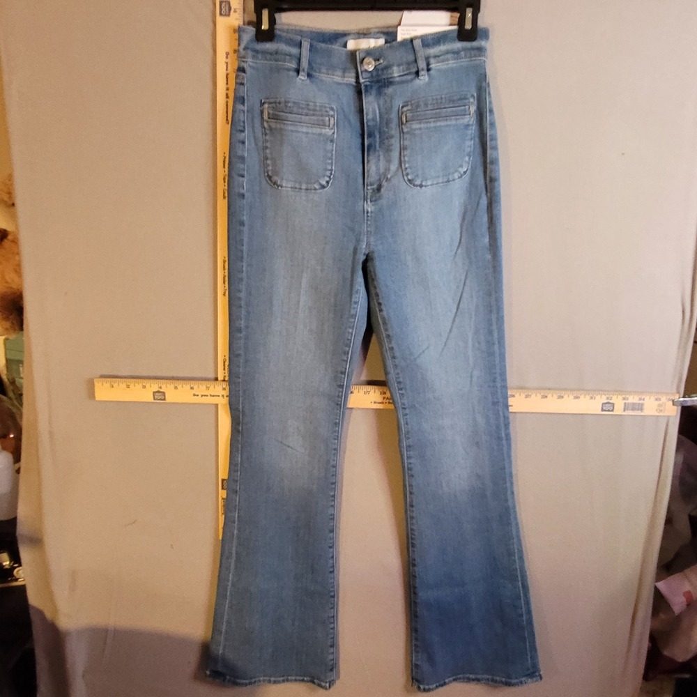 Loft The Slim Flare High Rise Jeans Womens 26/2 Medium Wash Blue Denim NWT